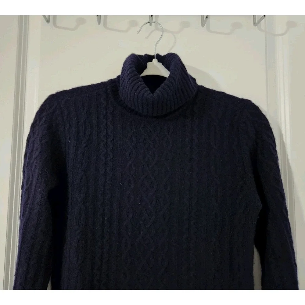 Lauren Ralph Lauren Womens Chunky Knit Sweater Wool Angora Rabbit Hair Blue Sz S